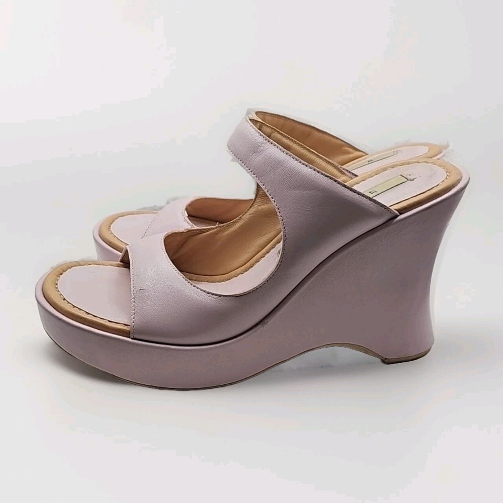 Zara Soft Pink Leather Platform Sandals Sz 7 Lilac Oriental Soft Girl #167